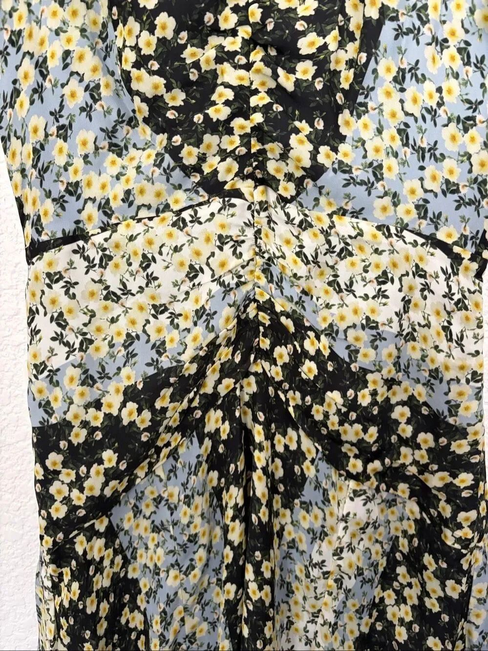 Parker Shelby Silk Floral Blossom Patchwork MIDI Dress Blue Multi Size 2 - Picture 6 of 12